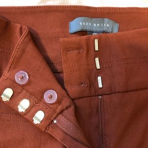 Suzy Shier calf length, burnt orange dress pants.